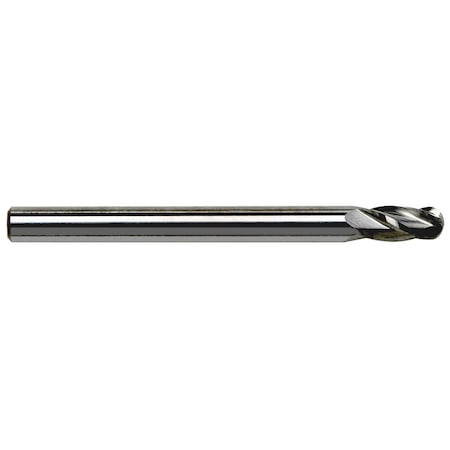 5/64in Diameter X 1/8in Shank 4-Flute Stub Length Ball Nose Blue Series Carbide End Mill, 5PK